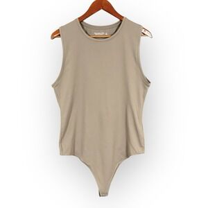 Abercrombie Fitch Soft AF Sleeveless Seamless Taupe Bodysuit Womens XL Neutral